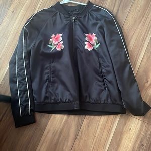 Decree Bomber Satin Floral Jacker